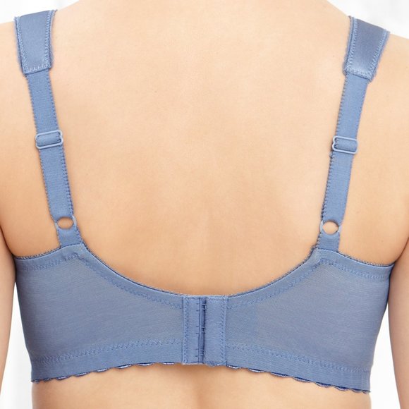 Glamorise 48i MAGIC LIFT Support Bra LACE~CUPS & WIDE~COMFORT~STRAPS Blue NEW - Picture 5 of 12